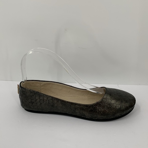 FS/NY Sloop ballet flats croc embossed leather taupe shoe Italy slip-on new 8 - Picture 1 of 6